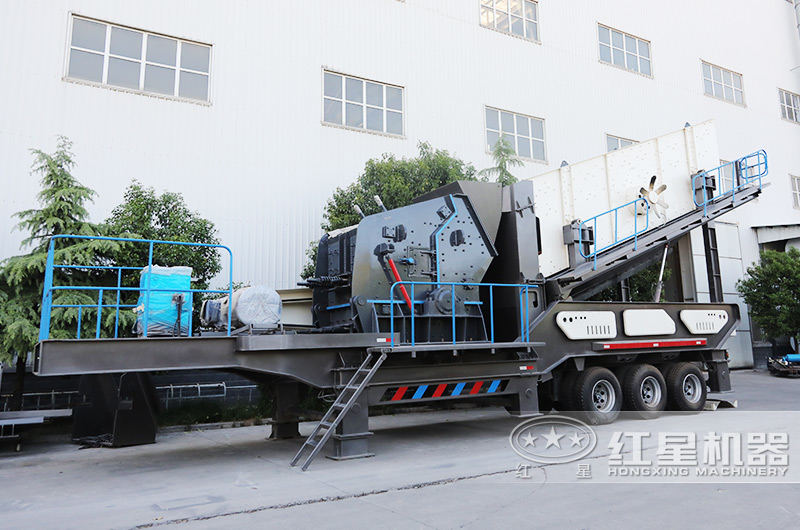 小型車載式鵝卵石破碎機(jī)，輪胎反擊破
